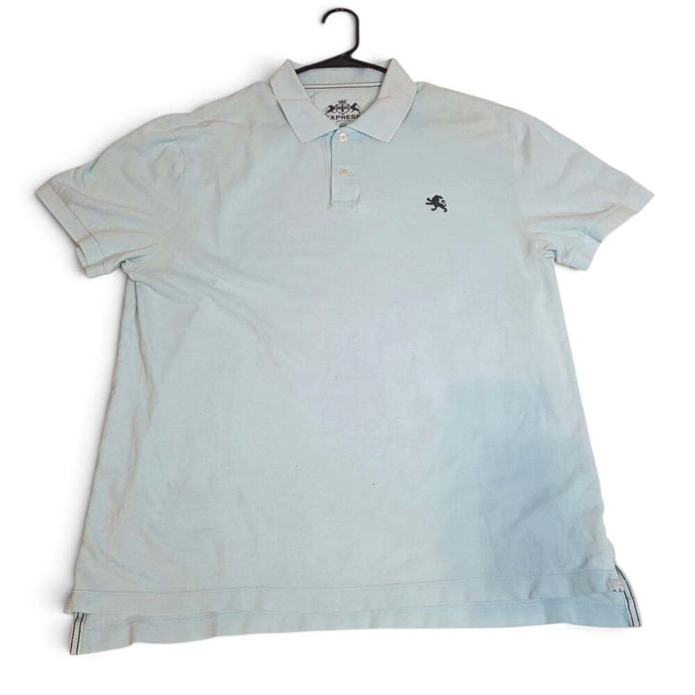 Express Polo Shirt Size XL Light Blue Lion Logo Short Sleeve